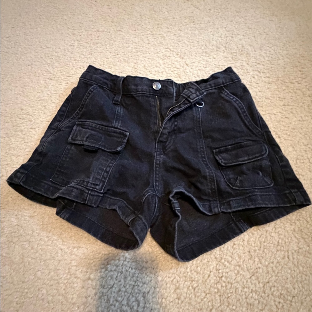 Black Cargo Women Shorts